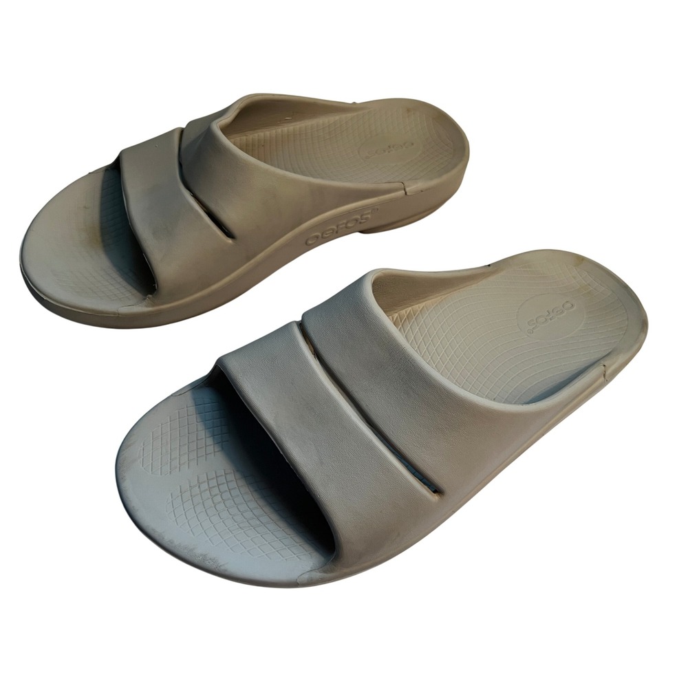 OOFOS OOAHH Beige Recovery Comfort Slide Sandals Men's SZ10